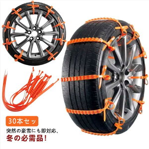 オートバイ用 タイヤチェーン 非金属 30本セット 雪チェーン 簡易型 スクーター用 滑り止めチェーン 簡単装着 雪道 悪路対応 滑り止め 事故防止 ホイールチェーン 冬 車 雪道 汎用 緊急用 車