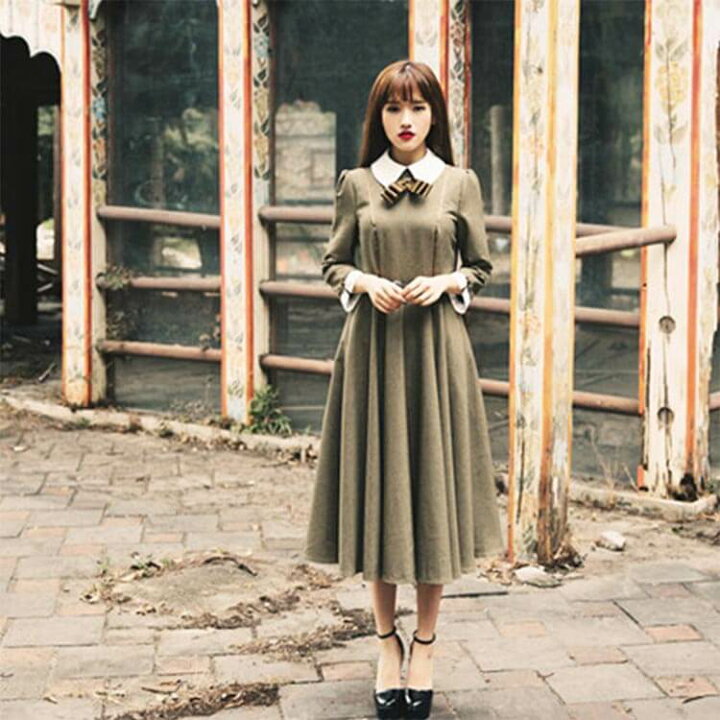 エレガントリボン付ロングワンピースマキシワンピース 