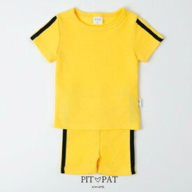 イエロー ライン セットアップ 半袖 ショートパンツ 上下セット Tシャツ パンツ セット 黄色 黒 子供服 こども服 こどもふく 韓国子供服 70cm 80cm 90cm ベビー キッズ 男の子 女の子 可愛い お洒落 春 夏 秋 冬 小さめサイズ
