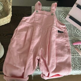 ピンク オーバーオール サロペット ワッペン つなぎ オールインワン 調節 デニム 子供服 こども服 こどもふく 韓国子供服 90cm 100cm ベビー キッズ 男の子 女の子 可愛い お洒落 春 夏 秋 冬