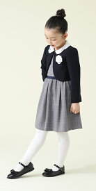 【35%off】 卒園式 卒業式 入学式 子供服 スーツ女の子 小学生 女の子 ワンピース コサージュ ボレロ ジャケット 入学式女の子 入学式スーツ 卒服 ピアノ発表会 フォーマル 格子 白襟 アンサンブル 115 120 130 セレモニー 七五三