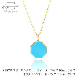 ＼20％OFF！クーポンでさらに20％OFF！6/4 20:00 - 23:59／K18YG スリーピングビューティーターコイズ オクタゴン 10mm ネックレス トルコ石 アリゾナ産 40cm 送料無料 日本製 | 20代 30代 40代 50代 60代 誕生日 母の日 ギフト 彼女 恋人 妻 母 プレゼント