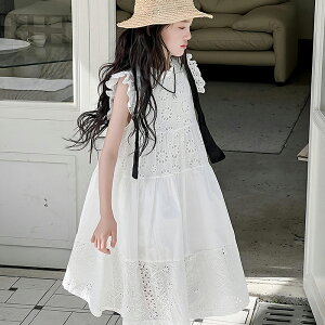 子供服 子供 綿ワンピース 女の子の白いワンピース女童飛袖プリンセススカートビーチスカート洋気 ピアノ発表会ドレス 結婚式 女の子 ワンピース キッズ フォーマル子供ドレス ジュニア