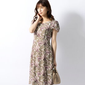 【アウトレット★返品交換不可】ワワンピース ：クロエ セミフレア フルラージュ ◆opj012-0001 きれいめ 30代 40代 50代 着やせ 大人 上品 エレガント 大きいサイズ トールサイズ レディース ワンピ シフトドレス シフォン 花柄 フォーマル 婚活 結婚式 半袖 膝丈 夏 秋