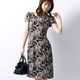 【アウトレット★返品交換不可】ワンピース ：クロエ セミフレア フルラージュ ◆opj012-0002 レディース ワンピ きれいめ 30代 40代 50代 着やせ 大人 上品 エレガント 大きいサイズ トールサイズ シフトワンピース シフトドレス シフォン 花柄 フォーマル オフィス カジュ