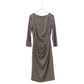 ワンピース ：オリヴィア ストレート シャドウダマスク ◆op109-050013 レディース ワンピ きれいめ 30代 40代 50代 着やせ 大人 上品 エレガント 大きいサイズ トールサイズ タイトワンピース タイト 幾何学 オフィス カジュアル 結婚式 膝丈 ひざ丈 七分袖 長袖 春 秋 冬