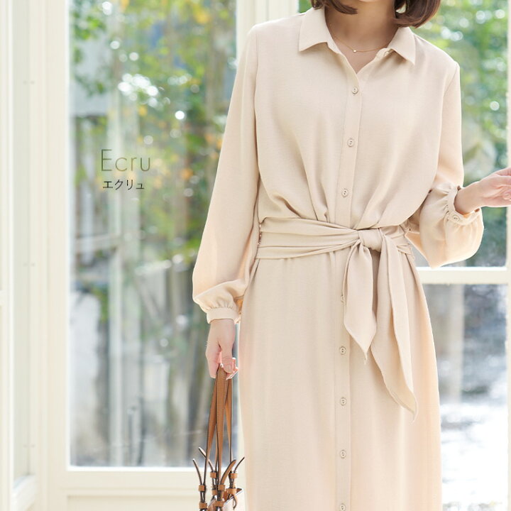 楽天市場】ワンピース ：ケイト ロング丈シャツワンピース 無地  