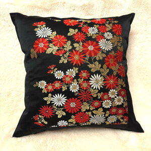 豪華 刺繍 帯 リメイク クッションカバー 45×45cm シルク クッション カバー 45×45 和風 帯リメイク 和柄 手作り 刺繍クッションカバー 和モダン おしゃれクッションカバー 和 花柄 おしゃれ 高