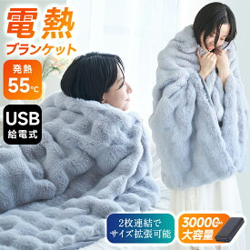 ★感謝SALE・クーポンで40％OFF以上〜 ★ 電気毛布 ふわとろ毛布 USB 30000mAhバッテリー付き 着る毛布 着る電気毛布 8枚発熱ヒーター ひざ掛け 掛け敷き 洗える 大きいサイズ 180*94cm 3段階 掛け毛布 発熱 電熱 肩掛け 電気ブランケット キャンプ セミダブル ダブル