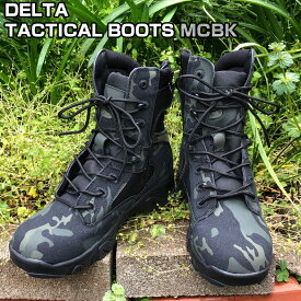 DELTA デルタ タイプ サイドジッパー式 ミリタリー ブーツ メンズ MCBK タクティカルブーツ サバイバルゲーム サバゲー アーミー 靴 くつ ワーク アウトドア レーサー ショート 黒 ダークグレー 迷彩柄 装備 送料無料