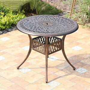 �K�[�f���e�[�u�� �J�t�F�e�[�u�� �A���~�K�[�f���e�[�u�� (�y��/�A�W���X�^�[�����@�\) �e�[�u���g�b�v�̒��a90cm ����73cm �����뉀�� ���O �}���V�����̃x�����_���ɍœK