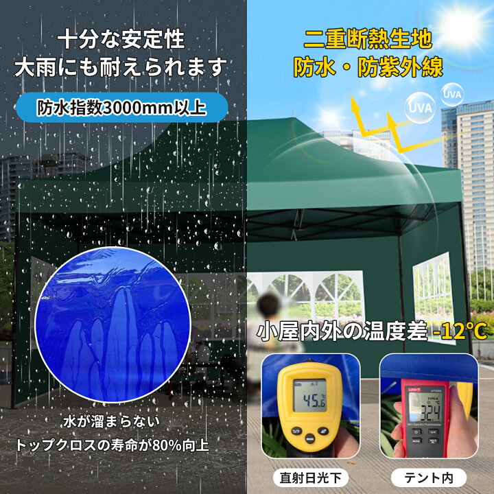楽天市場】【2025新登場】サイドシート3枚付き タープテント 2M/2.5M 