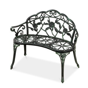 ガーデンベンチ 屋外 アルミ鋳物ベンチ 屋外用ベンチ 2-3人用 バックレスト付き 屋外用家具 バラ 防水性と耐日光性 ベンチチェア 耐荷重約300kg ローズガーデンベンチ パティオ 庭 芝生 バル