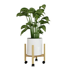 フラワースタンド 花台 観葉植物 棚 室内 伸縮自在で調節可能な竹製プランタースタンド キャスター付き 移動が容易 幅24~31cmまで調整 室内 ガーデンラック 屋外 花台 おしゃれ 鉢スタンド 植木鉢スタンド 組み立て簡単 40KG耐荷重