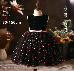 80-150CM/子供/ワンピース/ドレス/女の子/カラードレス/フラワーガール/花編/演出/フォーマルドレス/お嫁さん/ピアノ 発表会・結婚式・七五三/大きいサイズ 可愛い 花柄 誕生日 黒