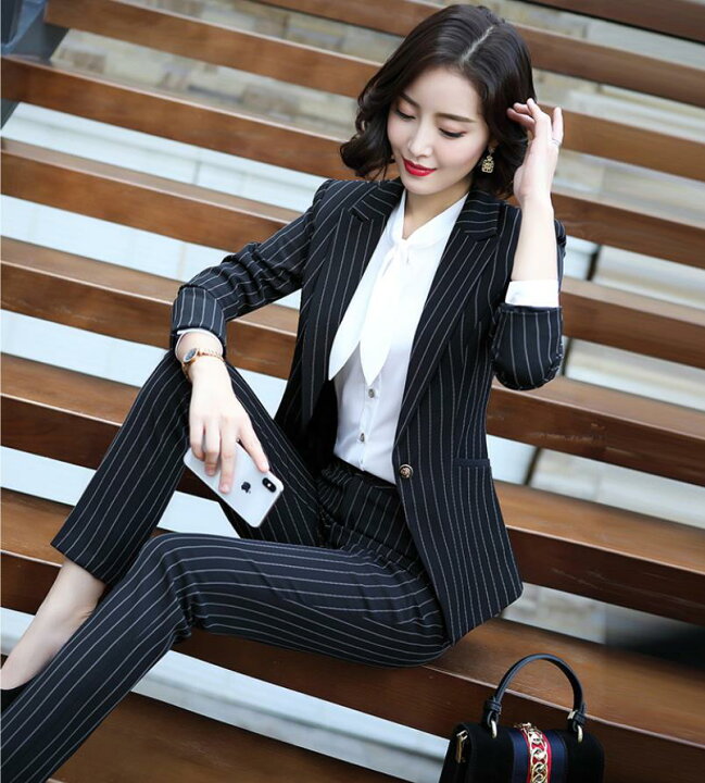 楽天市場 3点セット ビジネススーツ レディース コート ズボンスーツ スカートスーツ ジャケット ベスト 通勤 オフィス 制服 事務服 入学 フォーマル ビジネス 洗える 細身 ボタン 結婚式 長袖 忘年会 S M L Xl Xxl Xxxl レディースファッション 春夏秋 Woop Woop