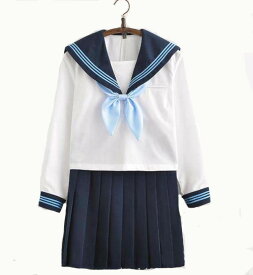 3点セット/S/M/L/XL/セーラー服/長袖/制服/学生/　ユニフォーム JK系　スカート＋上着＋蝶ネクタイ　上下セット　シャツ フリルスカート　パーティグッズ 卒業式 入学式　コスチューム 衣装　櫻柄