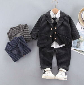 新入荷!4点セット/80/90/100/110/長袖/上下セットベビースーツ/フォーマル /子供服 ベビーフォーマル 男の子 ンパース 新生児 幼児 結婚式 七五三 卒園式 入園式 出産祝い 記念日 撮影/スト