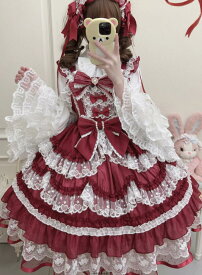 LOLITA ロリータ ゴスロリ コスプレ ワンピース　メイド服 コスチューム 文化祭 学園祭 衣装 仮装 ハロウィン おすすめ 可愛い ドレス　日常　写真　舞台　花嫁　洋服　新販　ハロウィーン　op　シャツ　カラースカート　コスプレ　アニメ仮装　姫様ドレス　JSK