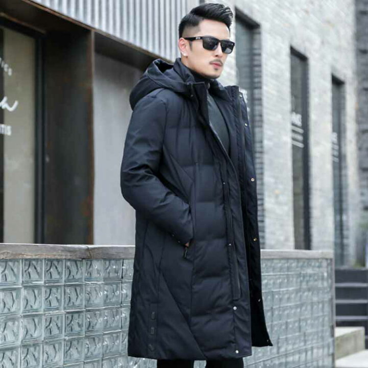 楽天市場】 ネイビー フード付き メンズ ロング丈 ビジネス 暖かい 
