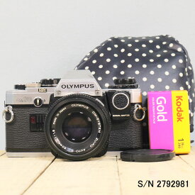 【整備済】【保証付 】　オリンパス　OLYMPUS OM-10　S/N 2792981　マニュアルマニュアルアダプター付属　レンズ ZUIKO AUTO-S 50mm F1.8 S/N 3892696（ケース・フイルム付セット）【中古】　中古カメラ　フィルムカメラ