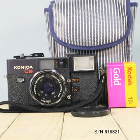 【整備済】【保証付 】　コニカ　KONICA C35 EF　S/N 616821（ケース・フイルム付セット）　フィルムカメラ　フイルムカメラ　【中古】