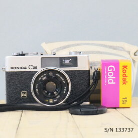 【整備済】【保証付 】　コニカ　KONICA C35 E&L　S/N 133737（ケース・フイルム付セット）　フィルムカメラ　フイルムカメラ　【中古】