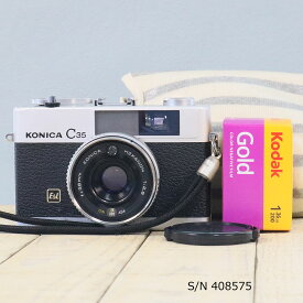【整備済】【保証付 】　コニカ　KONICA C35 E&L　S/N 408575（ケース・フイルム付セット）　フィルムカメラ　フイルムカメラ　【中古】