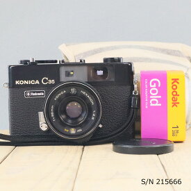 【整備済】【保証付 】　コニカ　KONICA C35 Flashmatic　ブラック　S/N 215666（ケース・フイルム付セット）　フィルムカメラ　フイルムカメラ　【中古】