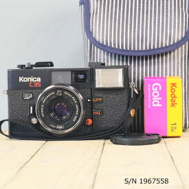 【整備済】【保証付 】　コニカ　KONICA C35 EF　S/N 1967558（ケース・フイルム付セット）　フィルムカメラ　フイルムカメラ　【中古】