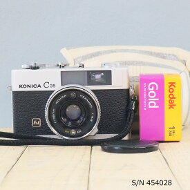 【整備済】【保証付 】　コニカ　KONICA C35 E&L　S/N 454028（ケース・フイルム付セット）　フィルムカメラ　フイルムカメラ　【中古】