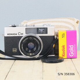 【整備済】【保証付 】　コニカ　KONICA C35 E&L　S/N 358306（ケース・フイルム付セット）　フィルムカメラ　フイルムカメラ　【中古】