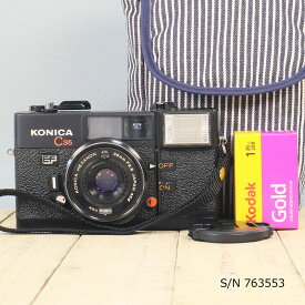 【整備済】【保証付 】　コニカ　KONICA C35 EF　S/N 763553（ケース・フイルム付セット）　フィルムカメラ　フイルムカメラ　【中古】