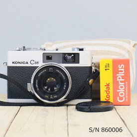 【整備済】【保証付 】　コニカ　KONICA C35　初期型　S/N 860006（ケース・フイルム付セット）　フィルムカメラ　フイルムカメラ　【中古】