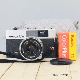 【整備済】【保証付 】　コニカ　KONICA C35 E&L　S/N 182396（ケース・フイルム付セット）　フィルムカメラ　フイルムカメラ　【中古】