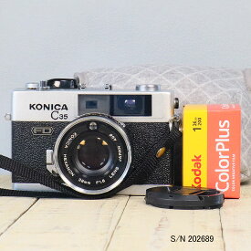 【整備済】【保証付 】　コニカ　KONICA C35 FD　S/N 202689（ケース・フイルム付セット）　フィルムカメラ　フイルムカメラ　【中古】