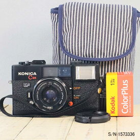 【整備済】【保証付 】　コニカ　KONICA C35 EF　S/N 1573336（ケース・フイルム付セット）　フィルムカメラ　フイルムカメラ　【中古】
