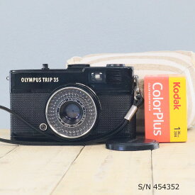 【整備済】【保証付 】　オリンパス　OLYMPUS TRIP 35　ブラック　S/N 454352（ケース・フイルム付セット）　フィルムカメラ　フイルムカメラ　【中古】
