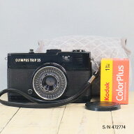 【整備済】【保証付 】　オリンパス　OLYMPUS TRIP 35　ブラック　S/N 472774（ケース・フイルム付セット…
