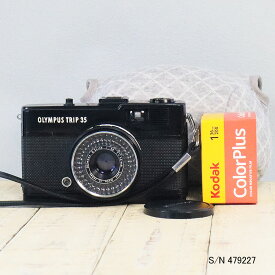 【整備済】【保証付 】　オリンパス　OLYMPUS TRIP 35　ブラック　S/N 479227（ケース・フイルム付セット）　フィルムカメラ　フイルムカメラ　【中古】