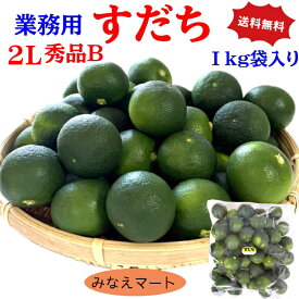 【クール便 送料無料】すだち【 業務用1kg袋入 】露地物 2L 秀品 約40玉入り 低コスト 袋入 徳島県産 産地直送　蕎麦 うどん そうめん 冷麺 刺身 焼き魚 焼肉 酢の物 飲み物【北海道,沖縄便は2袋以上送料無料】