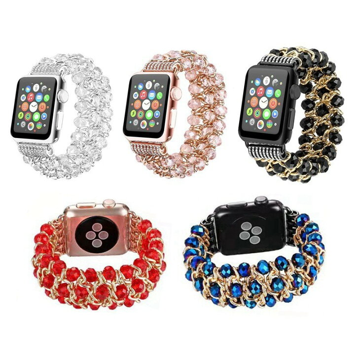 楽天市場】Apple watch ビーズ ブレスレット 水晶 バンド 38mm 40mm 