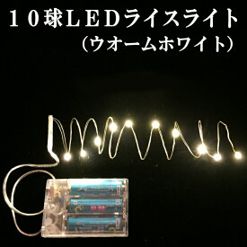 LED ライト 乾電池式 イルミネーション 10球LEDライスライト 単三乾電池3本別売