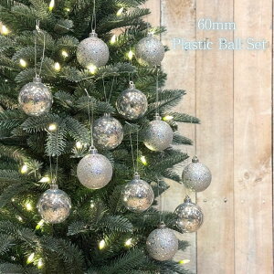 60mm �V���o�[ �v���X�`�b�N�{�[�� 12�Z�b�g�b�N���X�}�X�c���[ �I�[�i�����g ���� �{�[�� �����t�� ���򁕃}�b�g 2��ރZ�b�g ����