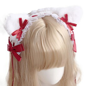 h17#ヘッドドレス 日本国内当日発送 ロリータ 髪飾り 猫耳 かわいい ネコ耳 カチューシャ リボン ゴスロリ コスプレ ヘアアクセサリー lolita ハロウィン レース
