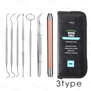 br105#歯用ツール 7本セット 日本国内当日発送 歯石削り デンタルケア 歯間 ヤニ 歯垢 口臭 予防 しこう取り 口内ケア 舌磨き 口腔ケアツール 抗菌 ステンレス 自宅用 専用ケース付き プロ用