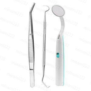 br190#歯石取り 器具 歯石除去 日本国内当日発送 3点セット 口腔ケア led ライト 歯鏡 歯科 ミラー 口臭予防 虫歯 歯周病 デンタルケア 歯石削り ステンレス製