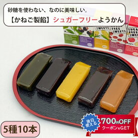 お中元 2026 砂糖不使用 ようかん 5種10本ギフトセット（カシス・嶽きみ・りんご・抹茶・あずき） SUGAR FREE SWEETS かねご製餡 羊羹 一口サイズ のし対応可 夏ギフト 御中元