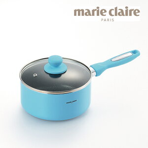 マリクレール カラーズ アルミ 片手鍋18cm MC-074R キッチン ギフト 新生活 フライパン グッズ 贈り物 アルミ 軽量 便利 IH・直火対応 使いやすい 蓋付 ブルー 送料無料