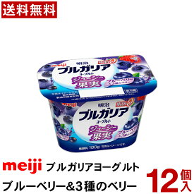 明治 ブルガリア ヨーグルト 脂肪0 ブルーベリー＆3種のベリー 180g 12個【送料無料】【クール便】Meiji ヨーグルト 業務用 フルーツヨーグルト 朝食 おやつ ブルガリアヨーグルト ブルーベリー